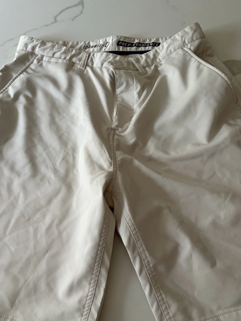johnnie-O White Flat Front Men's Shorts